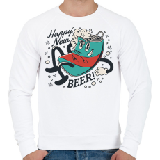 PRINTFASHION Happy New Beer - Férfi pulóver - Fehér
