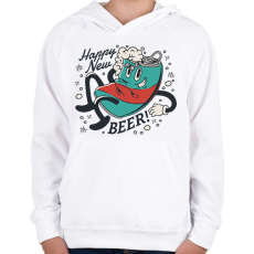 PRINTFASHION Happy New Beer - Gyerek kapucnis pulóver - Fehér