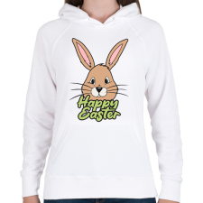 PRINTFASHION Happy nyuszi - Női kapucnis pulóver - Fehér női pulóver, kardigán