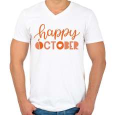 PRINTFASHION Happy October - Férfi V-nyakú póló - Fehér