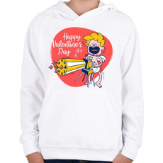 PRINTFASHION Happy Valentines day - Gyerek kapucnis pulóver - Fehér