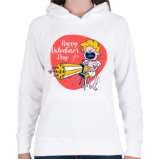 PRINTFASHION Happy Valentines day - Női kapucnis pulóver - Fehér női pulóver, kardigán