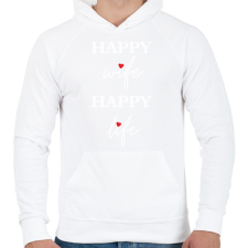 PRINTFASHION Happy Wife 4 - Férfi kapucnis pulóver - Fehér férfi pulóver, kardigán