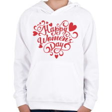 PRINTFASHION Happy Women's Day heart - Gyerek kapucnis pulóver - Fehér gyerek pulóver, kardigán
