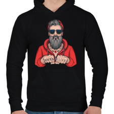 PRINTFASHION HARD LIFE - Férfi kapucnis pulóver - Fekete férfi pulóver, kardigán