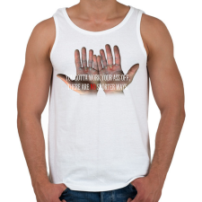 PRINTFASHION HARD WORK - Férfi atléta - Fehér atléta, trikó