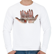 PRINTFASHION HARD WORK - Férfi pulóver - Fehér