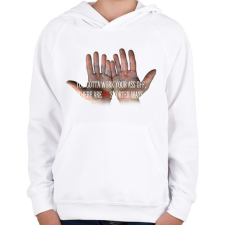 PRINTFASHION HARD WORK - Gyerek kapucnis pulóver - Fehér gyerek pulóver, kardigán