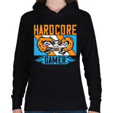 PRINTFASHION Hardcore gamer - Női kapucnis pulóver - Fekete