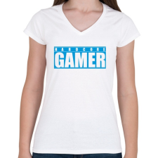 PRINTFASHION HARDCORE GAMER - Női V-nyakú póló - Fehér női póló