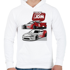 PRINTFASHION HARDCORE JDM - SILVIA - Férfi kapucnis pulóver - Fehér férfi pulóver, kardigán