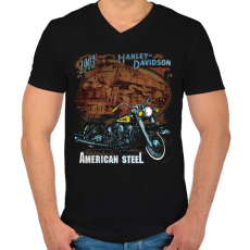 PRINTFASHION Harley Davidson Vintage - Férfi V-nyakú póló - Fekete