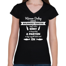 PRINTFASHION Három dolog - Női V-nyakú póló - Fekete női póló