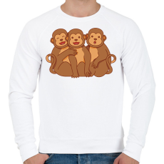 PRINTFASHION Három majom - Férfi pulóver - Fehér