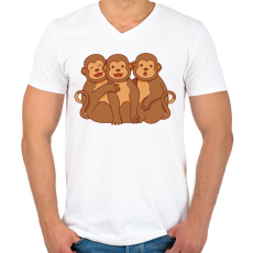 PRINTFASHION Három majom - Férfi V-nyakú póló - Fehér