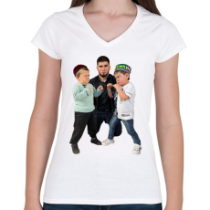 PRINTFASHION Hasbulla MMA - Női V-nyakú póló - Fehér