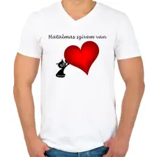 PRINTFASHION Hatalmas szívem van - Férfi V-nyakú póló - Fehér férfi póló