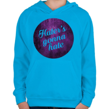 PRINTFASHION Hate - Gyerek kapucnis pulóver - Azúrkék gyerek pulóver, kardigán