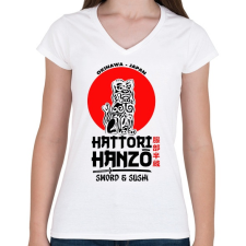 PRINTFASHION Hattori Hanzo - Női V-nyakú póló - Fehér női póló