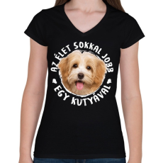 PRINTFASHION Havanese - Női V-nyakú póló - Fekete