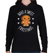 PRINTFASHION Have sweet Christmas - Női kapucnis pulóver - Fekete női pulóver, kardigán
