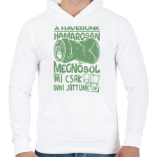 PRINTFASHION HAVERUNK MEGNŐSÜL MI CSAK INNI JÖTTÜNK - Férfi kapucnis pulóver - Fehér férfi pulóver, kardigán