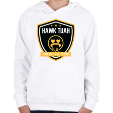PRINTFASHION Hawk Tuah… Spit On That Thang - Gyerek kapucnis pulóver - Fehér gyerek pulóver, kardigán
