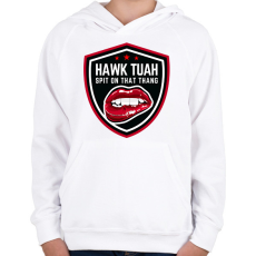 PRINTFASHION Hawk Tuah… Spit On That Thang - Gyerek kapucnis pulóver - Fehér