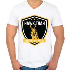 PRINTFASHION Hawk Tuah… Spit On That Thang - láma - Férfi V-nyakú póló - Fehér