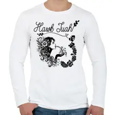 PRINTFASHION Hawk Tuah - split on that thang - Férfi hosszú ujjú póló - Fehér férfi póló