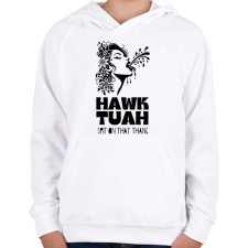 PRINTFASHION Hawk Tuah - split on that thang - Gyerek kapucnis pulóver - Fehér gyerek pulóver, kardigán