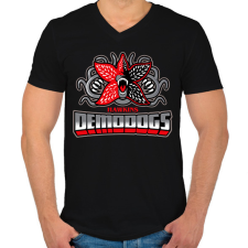 PRINTFASHION Hawkins Demodogs - Férfi V-nyakú póló - Fekete férfi póló