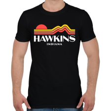 PRINTFASHION Hawkins Indiana Retro - Férfi póló - Fekete férfi póló