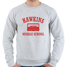 PRINTFASHION Hawkins Middle School - Piros - Férfi pulóver - Sport szürke férfi pulóver, kardigán