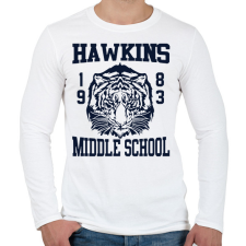 PRINTFASHION Hawkins Tigers - Férfi hosszú ujjú póló - Fehér férfi póló