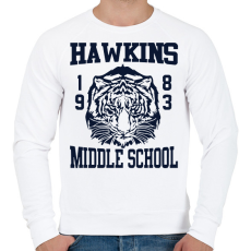 PRINTFASHION Hawkins Tigers - Férfi pulóver - Fehér