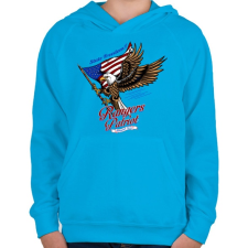 PRINTFASHION Hazafi - Gyerek kapucnis pulóver - Azúrkék gyerek pulóver, kardigán