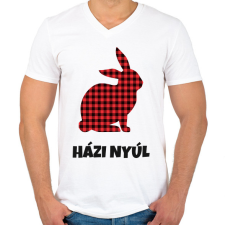 PRINTFASHION Házi nyúl - Férfi V-nyakú póló - Fehér férfi póló