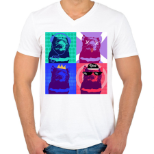 PRINTFASHION Háziállatom - Férfi V-nyakú póló - Fehér férfi póló