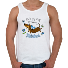 PRINTFASHION He's very happy dachshund - Férfi atléta - Fehér atléta, trikó