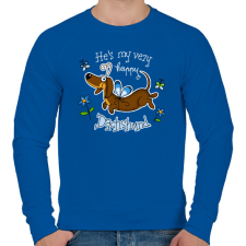 PRINTFASHION He's very happy Dachshund! - Férfi pulóver - Királykék férfi pulóver, kardigán