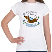 PRINTFASHION He's very happy dachshund - Női póló - Fehér női póló