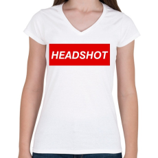 PRINTFASHION Headshot - Női V-nyakú póló - Fehér