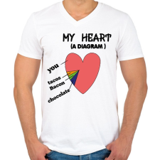 PRINTFASHION Heart diagram - Férfi V-nyakú póló - Fehér férfi póló