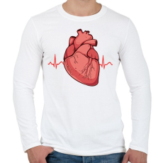 PRINTFASHION Heartbeat - Férfi hosszú ujjú póló - Fehér