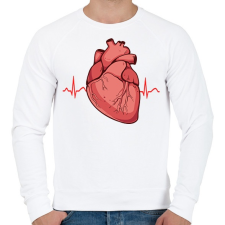 PRINTFASHION Heartbeat - Férfi pulóver - Fehér férfi pulóver, kardigán