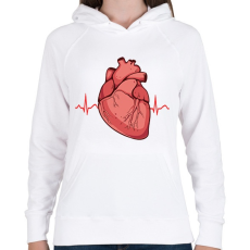 PRINTFASHION Heartbeat - Női kapucnis pulóver - Fehér