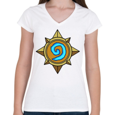 PRINTFASHION Hearthstone - Női V-nyakú póló - Fehér női póló