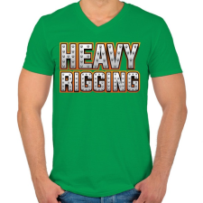 PRINTFASHION Heavy Rigging felirat - Férfi V-nyakú póló - Zöld férfi póló