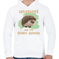 PRINTFASHION Hedgehogs are my spirit animal - Férfi kapucnis pulóver - Fehér férfi pulóver, kardigán